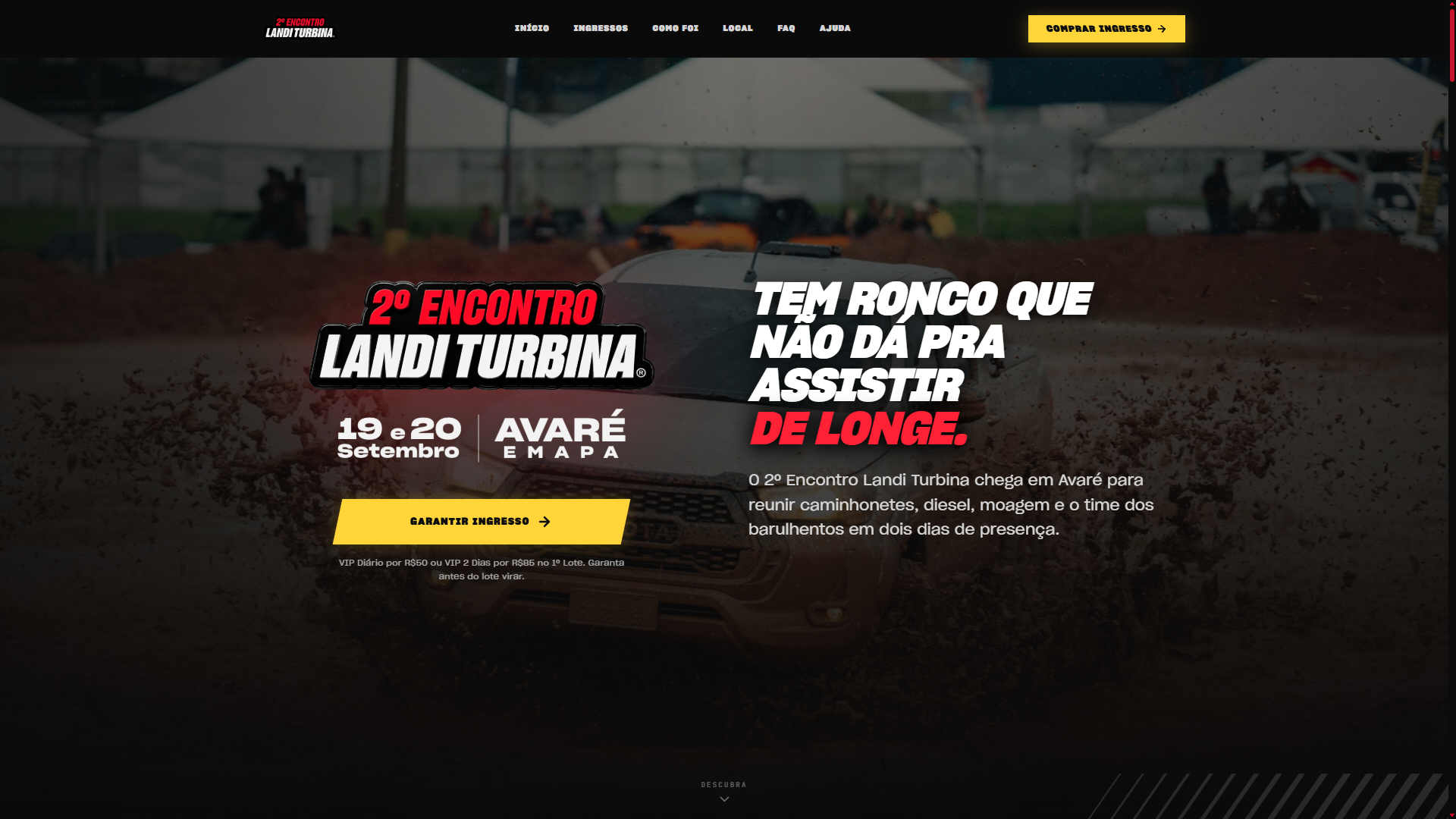 Landing page do 2º Encontro Landi Turbina